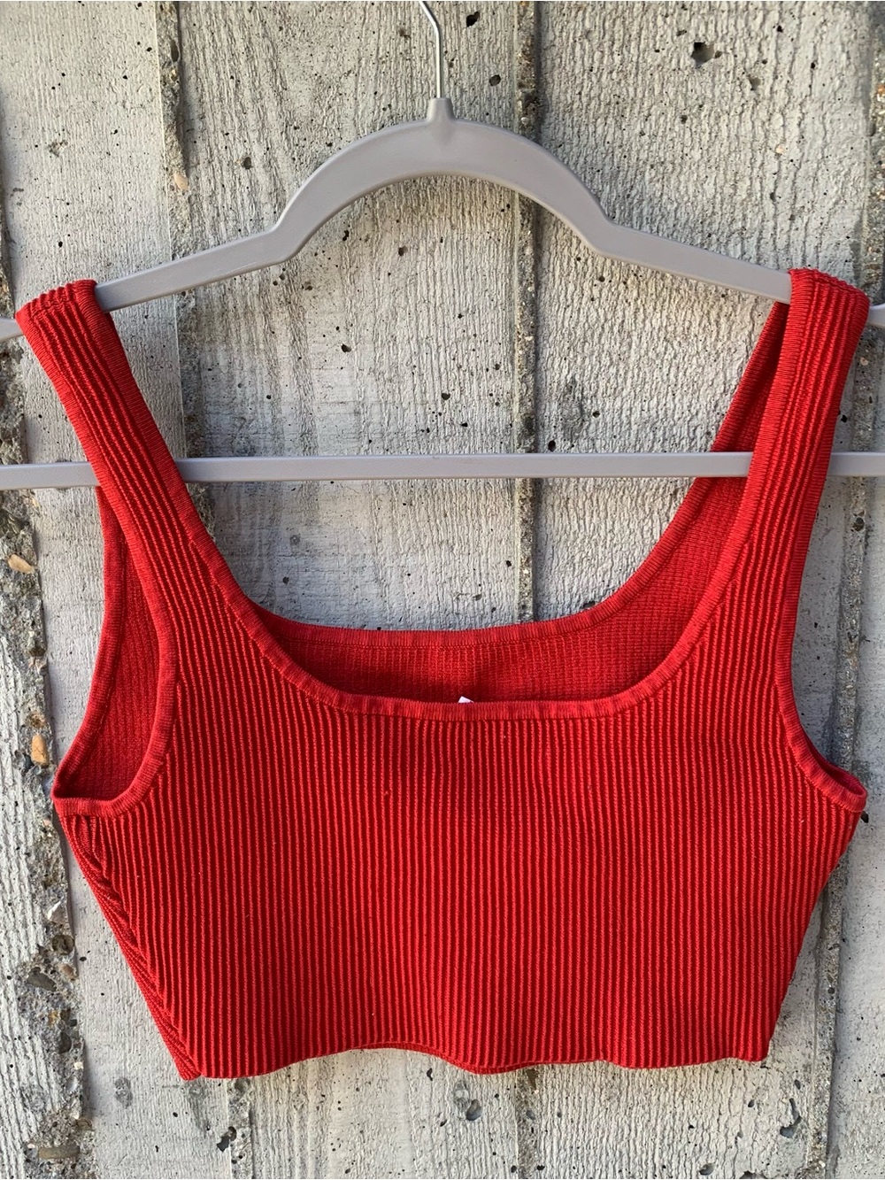 Artizia Babaton Ribbed Knit Square-neck Cropped Tank Euro Summer Tomato Girl